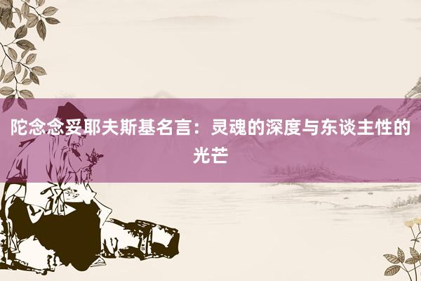 陀念念妥耶夫斯基名言：灵魂的深度与东谈主性的光芒